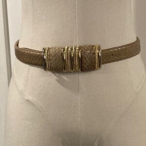 vintage 80’s Leather Store beige snakeskin belt M